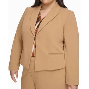 Calvin Klein Plus Cropped Blazer | 22W | Tan | Lined | Officewear | Classic